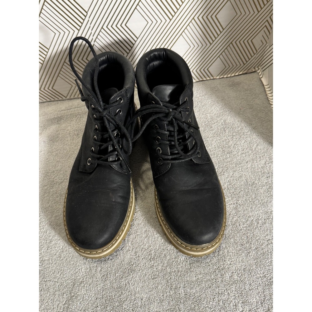 Jessica Cline‎ Black Lace Up Combat Ankle Boots Chunky Lug Sole size 6.5